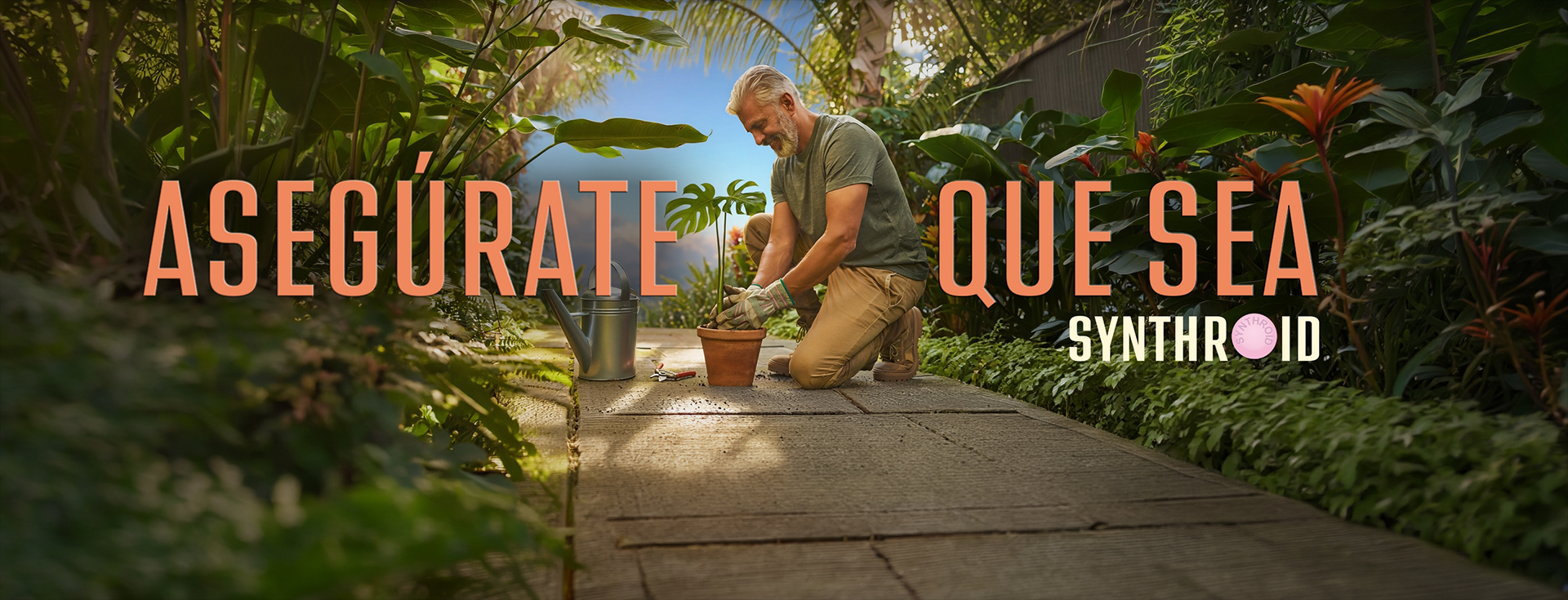 Hombre cuidando sus plantas en el jardín